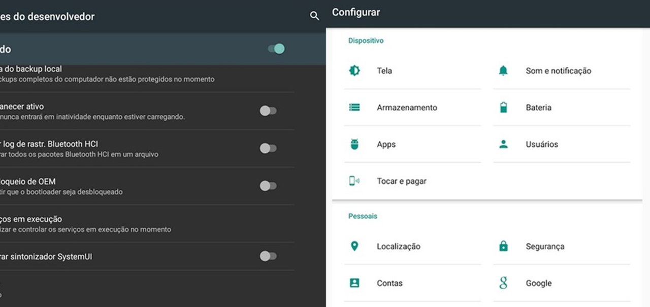 Android M tem opção de temas para menus: claro, escuro e automático