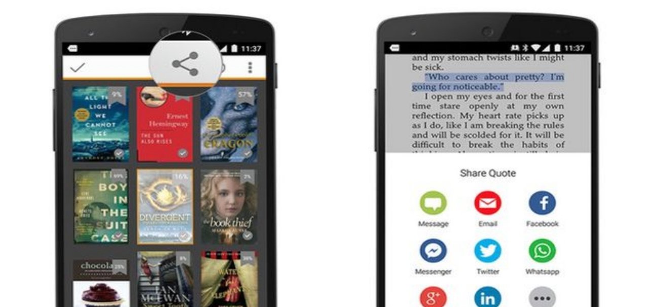 Kindle para Android agora permite compartilhar prévias dos livros