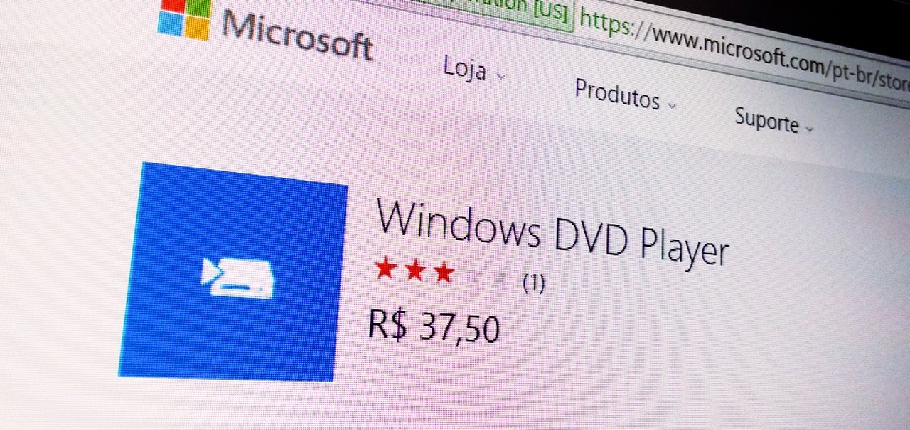 Ah, Microsoft: DVD player oficial para Windows 10 custa ‘módicos’ R$ 37,50