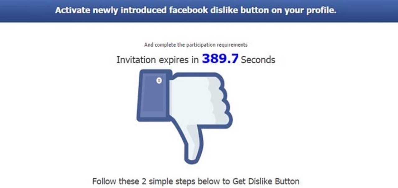 Já existe um golpe na internet com o botão “Não Curti” do Facebook
