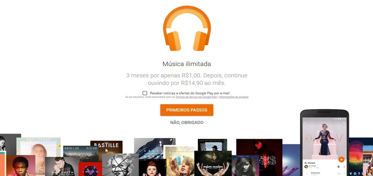 Promoção! Assine três meses de Google Play Música por apenas R$ 1