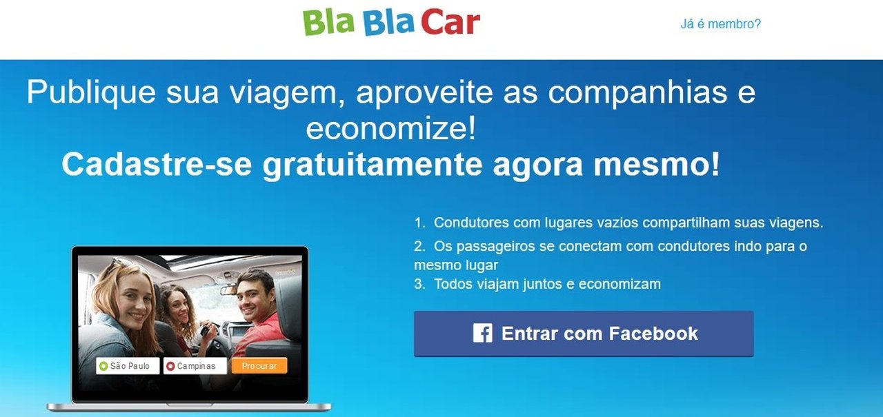 BlaBlaCar: app de carona intermunicipal começa a funcionar no Brasil