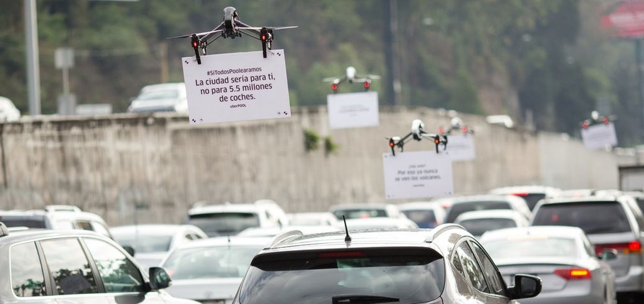 Uber usa drones para fazer propaganda no trânsito da Cidade do México