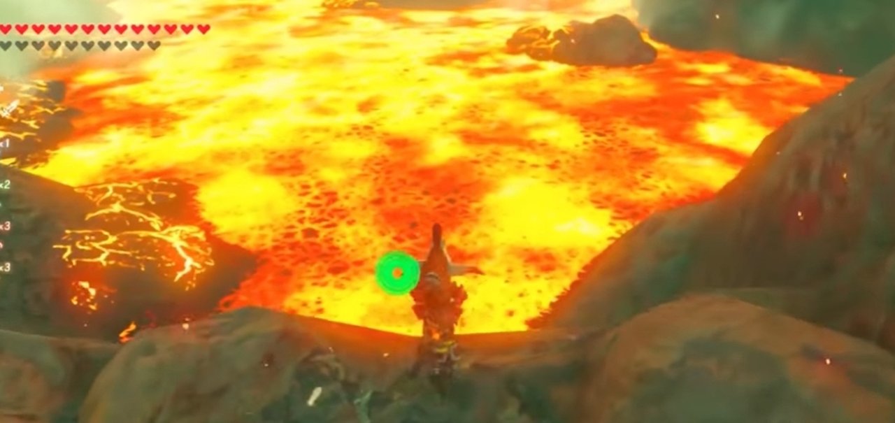 O que acontece se jogarmos uma galinha na lava de Zelda Breath of the Wild?