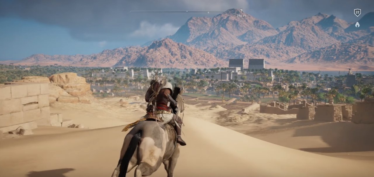 Gameplay de AC Origins no XOne X mostra controle de águia, combate e mais