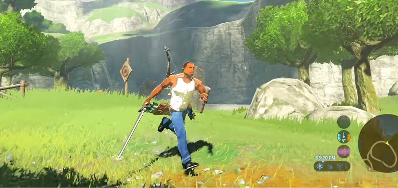 CJ de GTA: San Andreas chega em Hyrule de Zelda: Breath of the Wild por mod