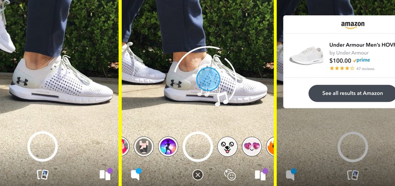 Snapchat testa busca e compras via câmera com integração com a Amazon