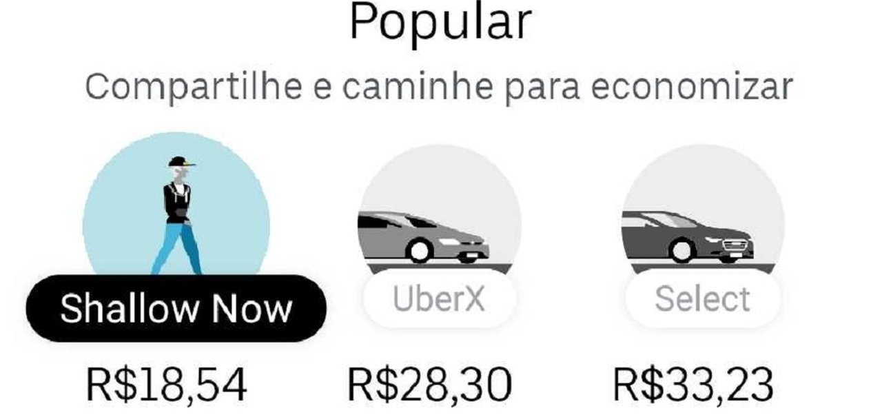 Uber troca Juntos por 'Shallow Now'  no aplicativo