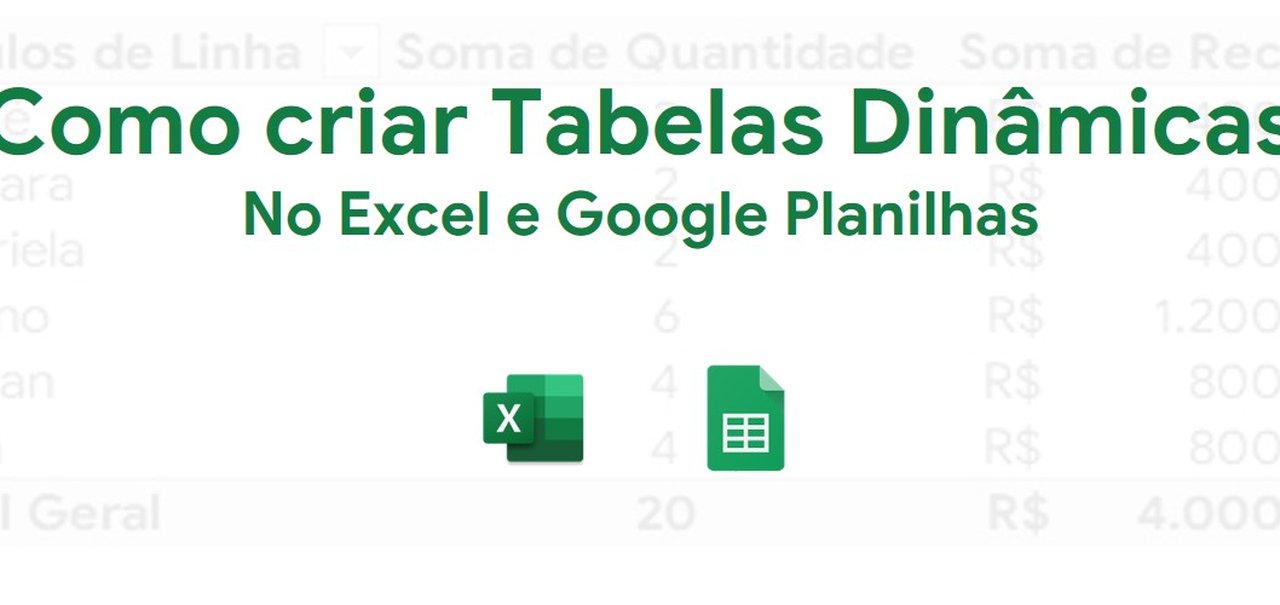 Como criar Tabelas Dinâmicas no Excel e Google Planilhas