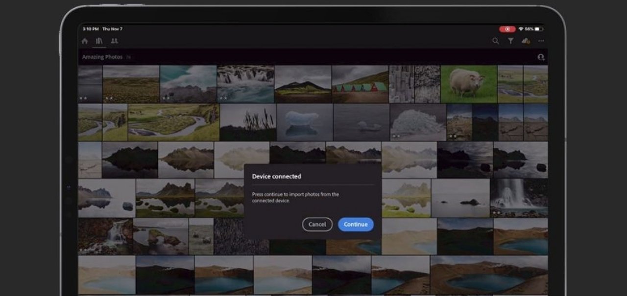 Adobe Lightroom vai ganhar importação de fotos de câmera e cartão no iPad