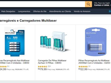 Até 40% OFF em Pilhas Recarregáveis e Carregadores Multilaser