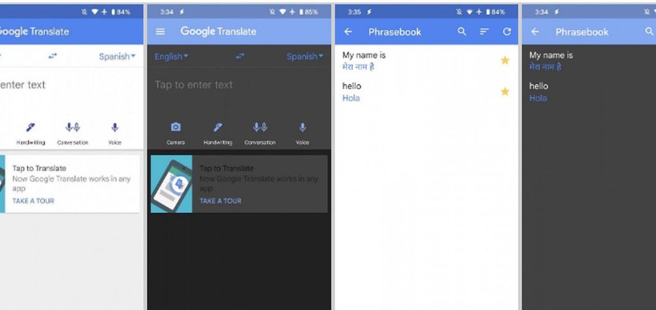 Google Tradutor inicia testes com o modo escuro no Android