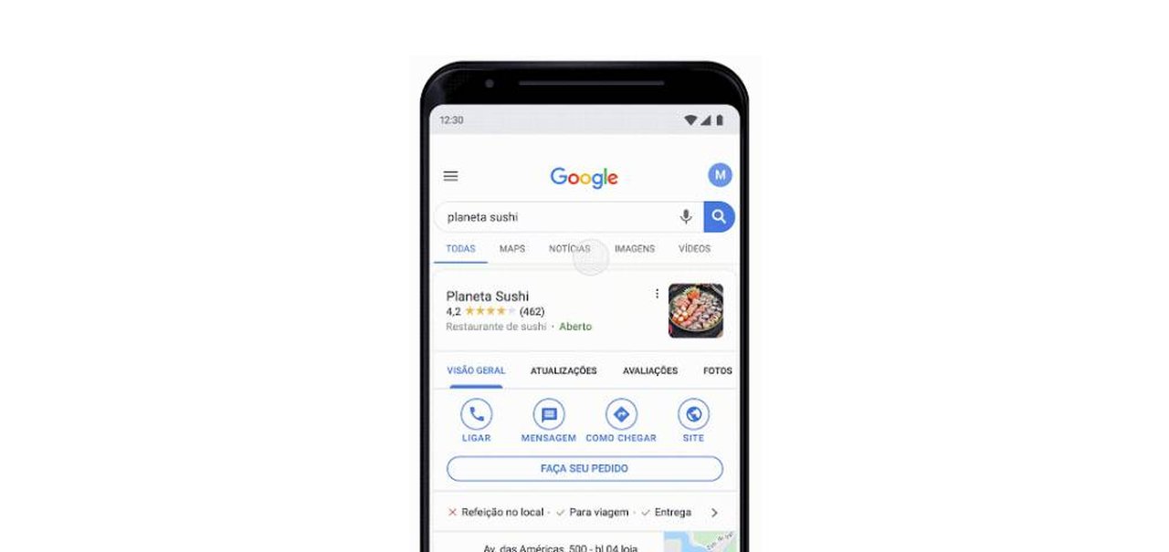 Google adiciona botão de delivery em suas buscas e no Google Maps