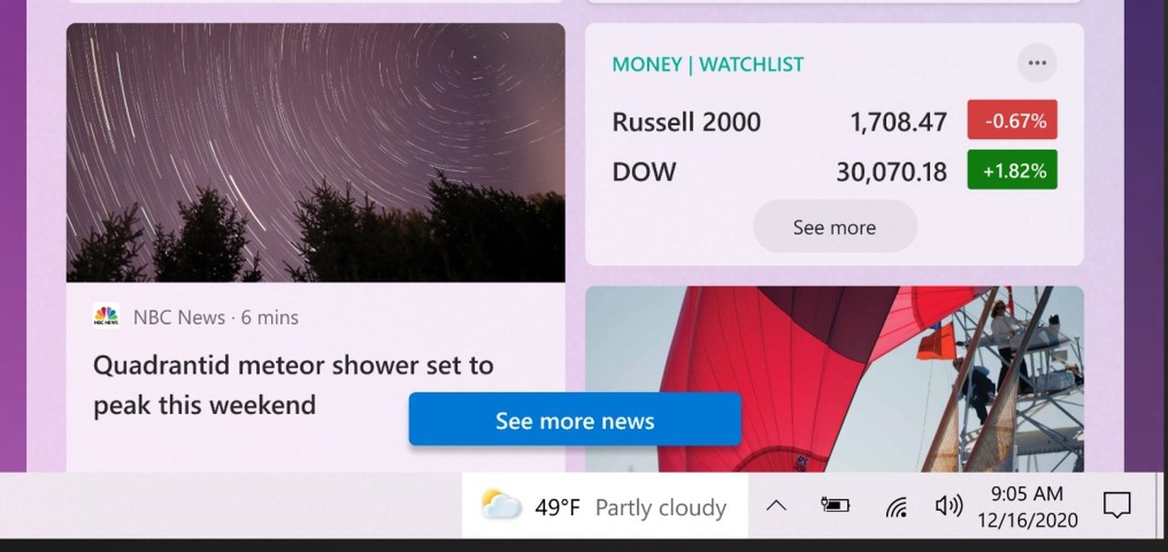 Windows 10 terá notícias e previsão do tempo na barra de tarefas