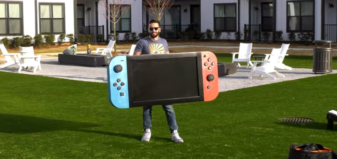 YouTuber cria maior Switch do mundo com tela LED 4K e botões funcionais