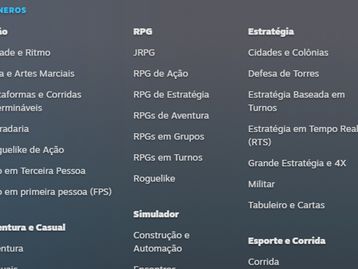 Steam adiciona mais categorias de jogos em sua loja