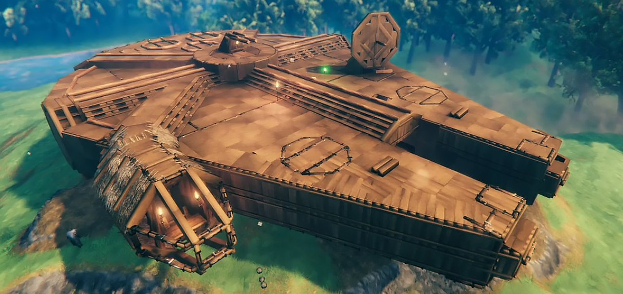 Jogadores de Valheim recriam Millennium Falcon e obras de arte