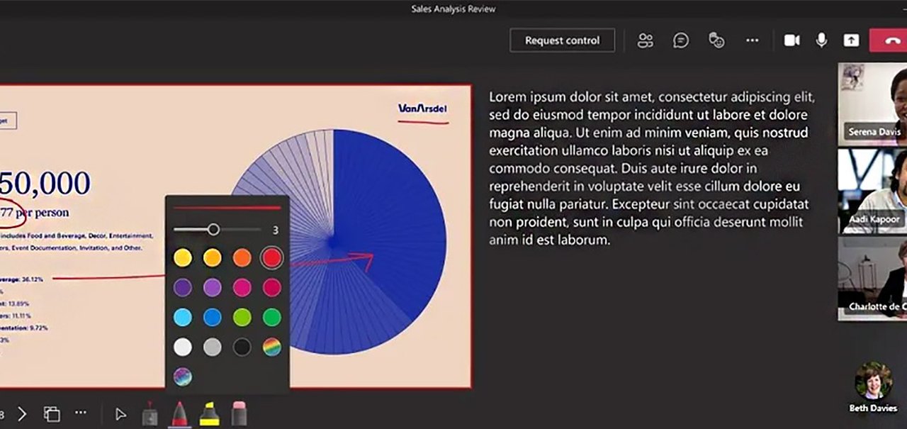 PowerPoint no Microsoft Teams recebe apontador laser e caneta 