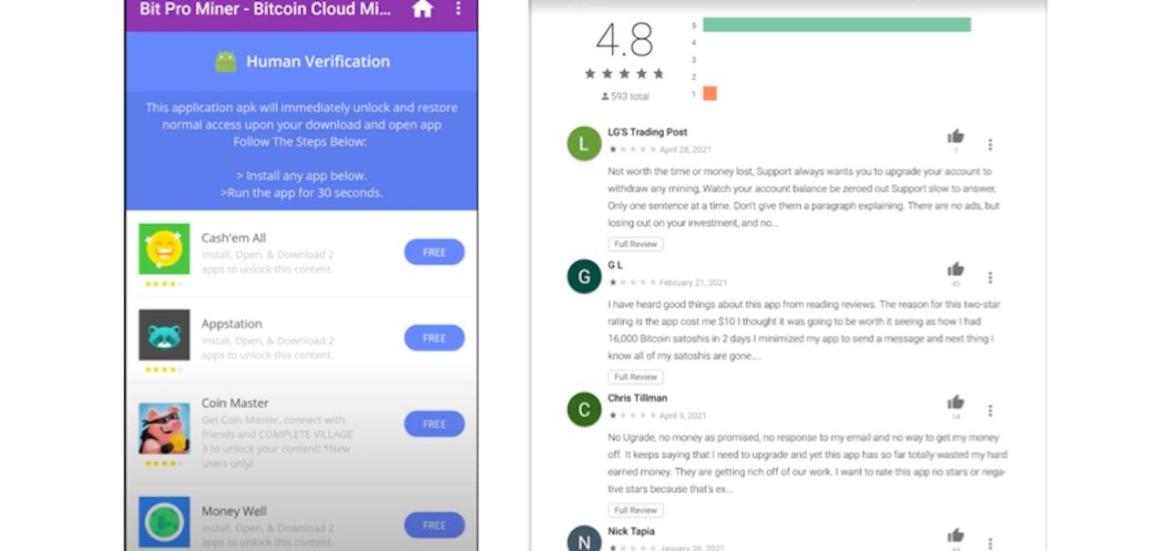 Apps falsos de mineração enganam milhares de usuários Android