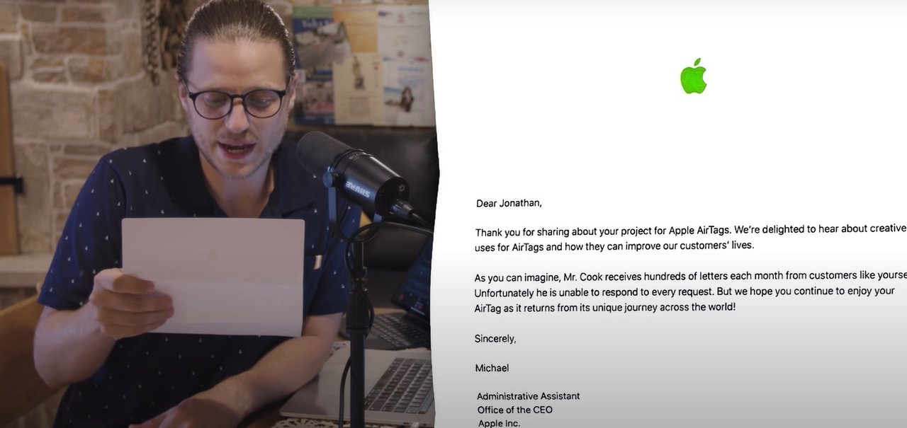 Youtuber manda AirTag para sede da Apple e recebe carta da empresa