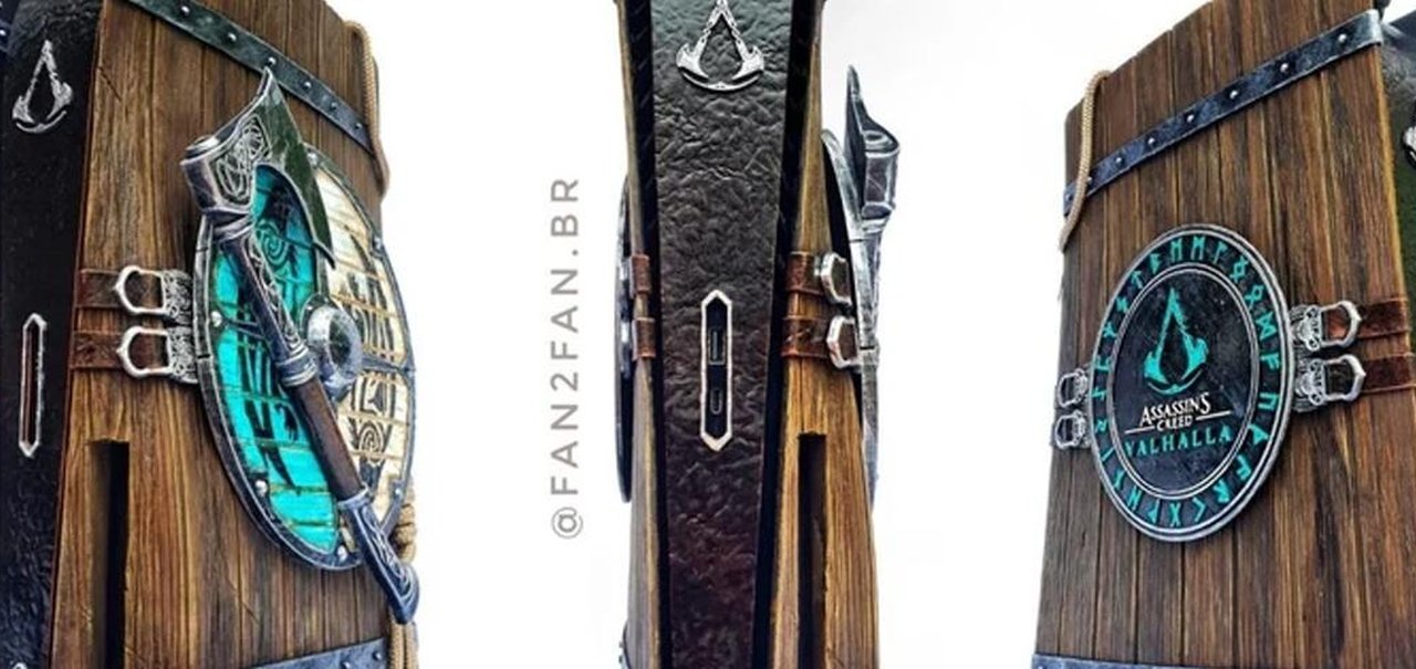 Brasileiros criam PS5 customizado ao estilo Assassin's Creed Valhalla