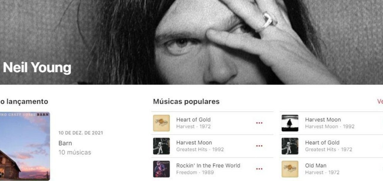 Apple Music diz ser 'lar de Neil Young' após polêmica com Spotify