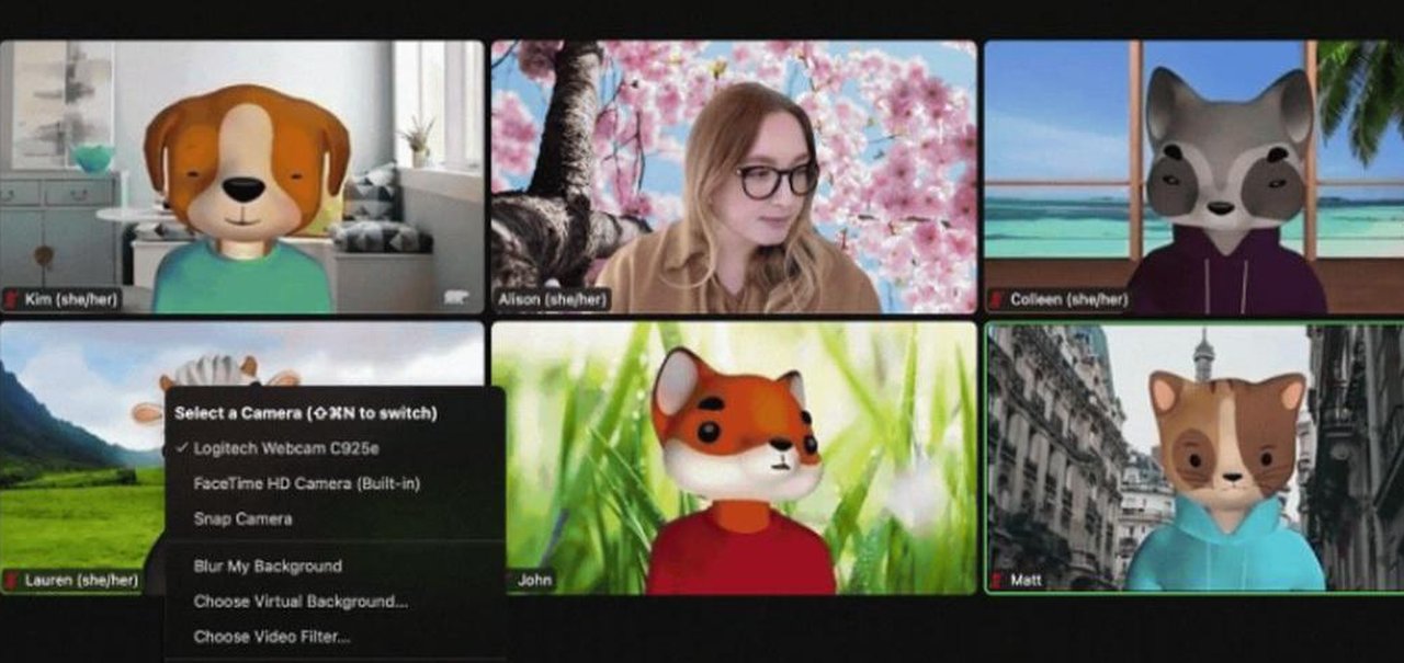 Zoom ganha avatares de animais para videoconferências