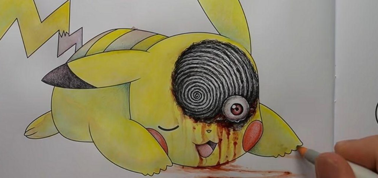 Pokémon do terror: artista aterroriza monstrinhos com livro de colorir