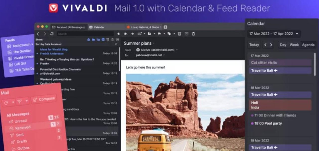 Navegador Vivaldi ganha cliente de e-mail integrado