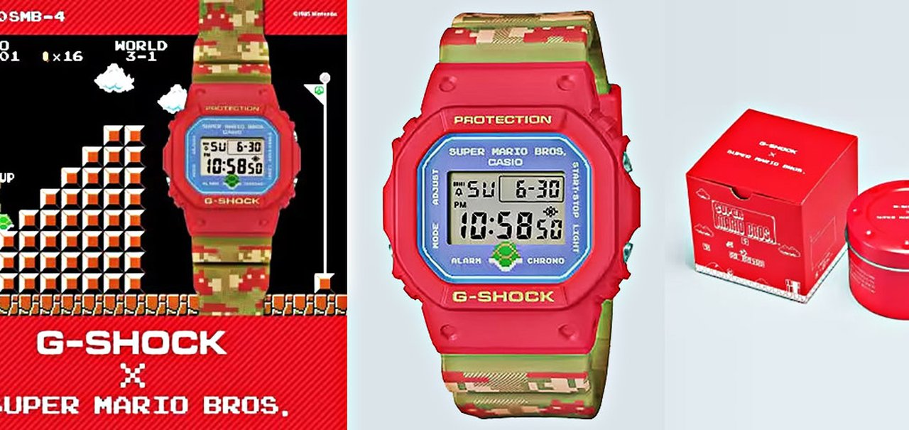 Relógio Super Mario Bros. da G-Shock chega ao Brasil