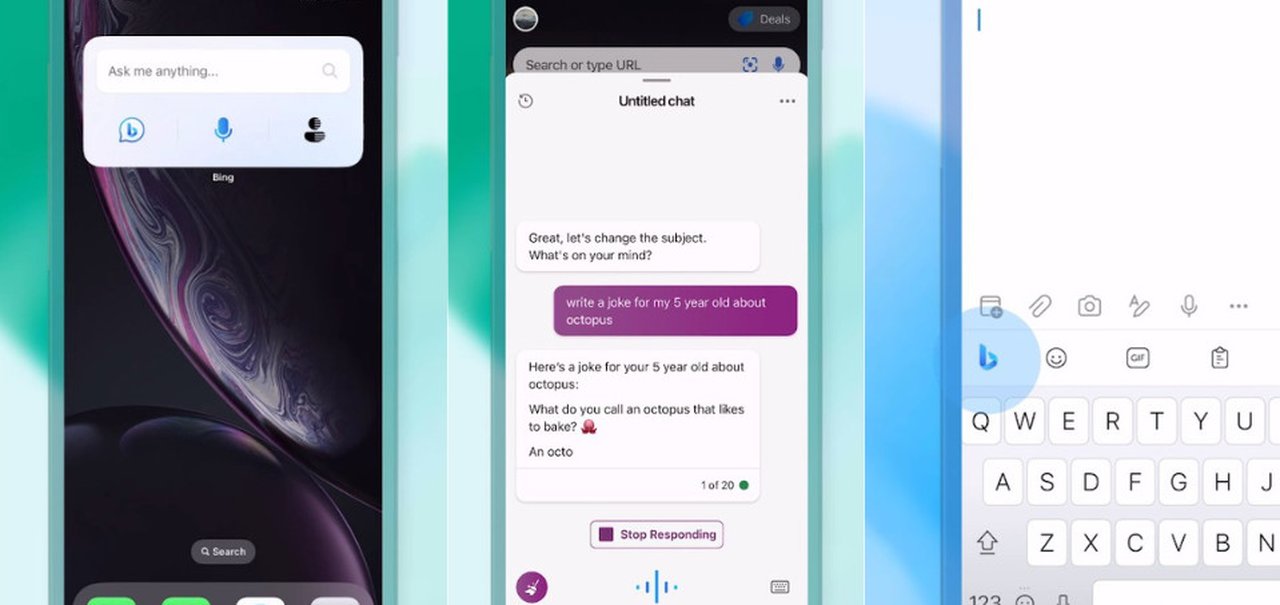 Bing sai na frente do Bard e ganha widget para celulares Android e iOS