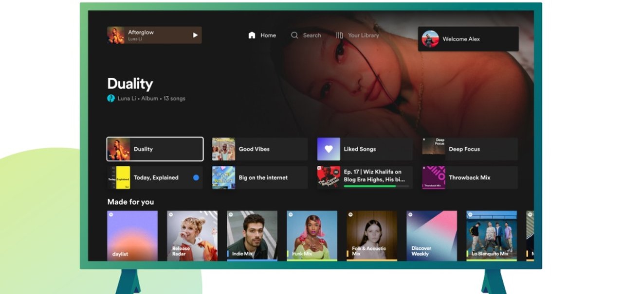 Spotify atualiza interface do aplicativo para TVs e inclui novas funções