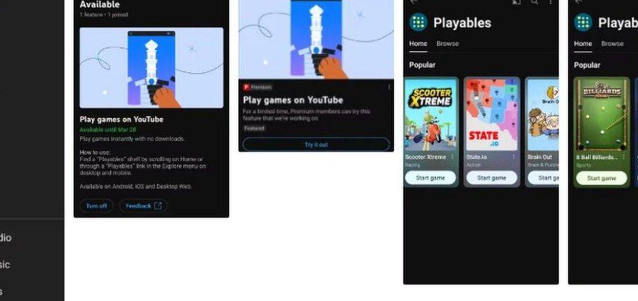 YouTube Playables: serviço de jogos grátis chega com mais 30 jogos