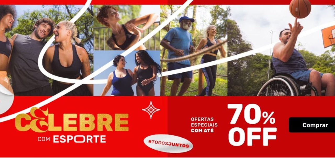 Celebre com Esporte na Centauro: descontos de até 70% em diversos produtos