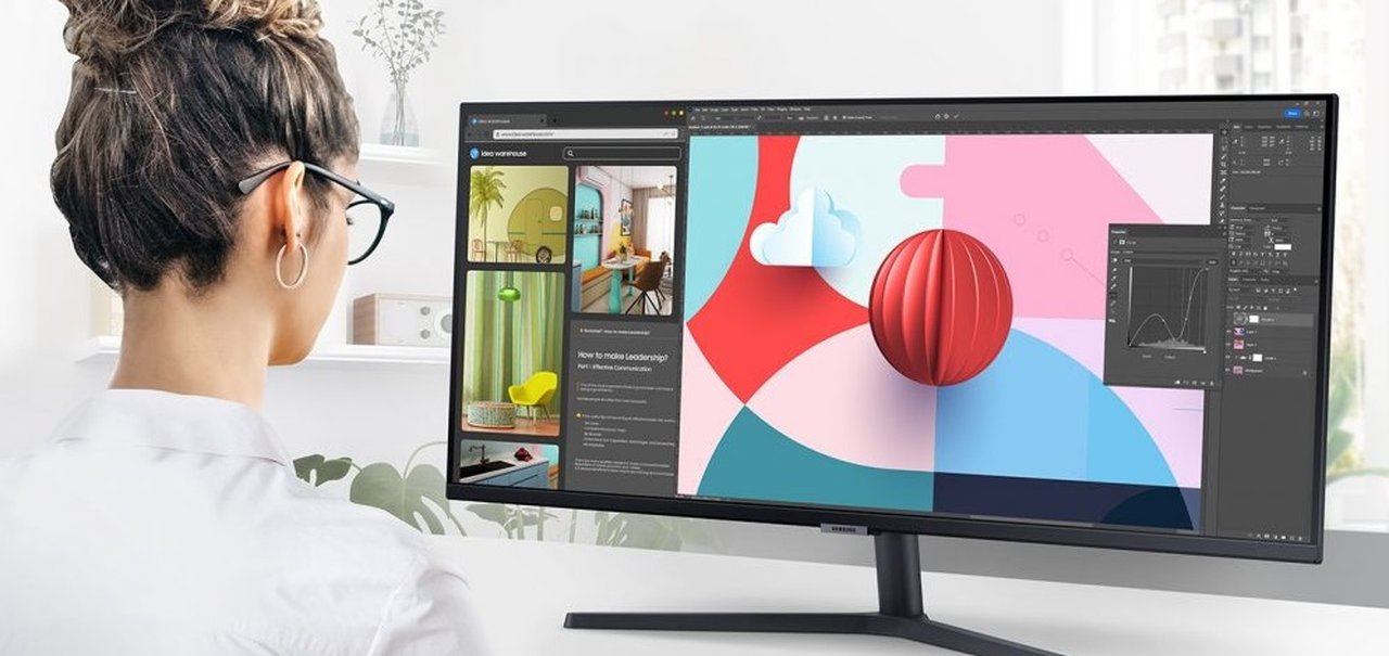 Samsung lança monitor ViewFinity S5 com 34 polegadas e proteção para os olhos