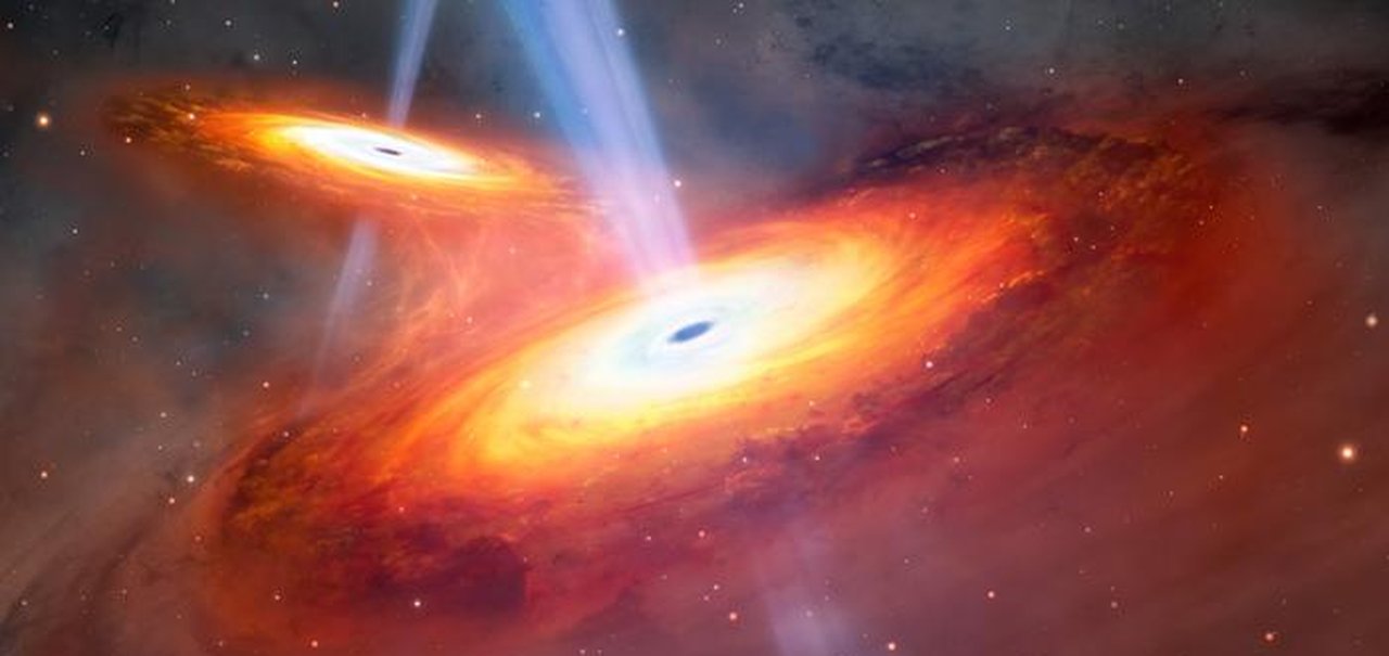 Amanhecer cósmico: astrônomos observam fusão inédita de núcleos de galáxias 