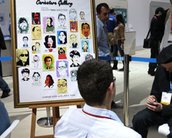 Caricaturistas fazem desenhos em Galaxy Note para promover aparelho