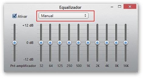 Caixa de seleção contendo pré-configurações