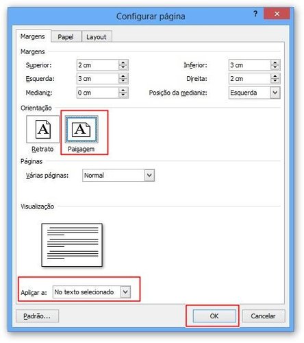 Configurando a página