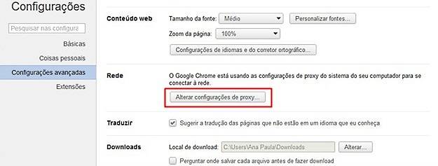 Alterando as configurações