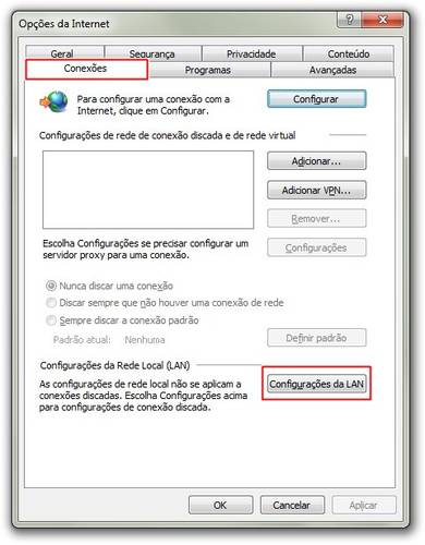 Abrindo as configurações avançadas