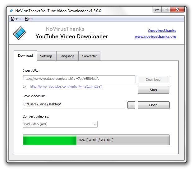 NoVirusThanks YouTube Video Downloader.