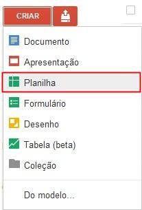 Criando uma nova planilha