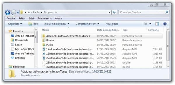 Adicionando as músicas ao Dropbox