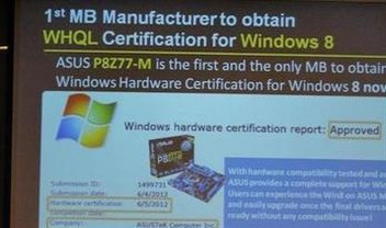 Placa-mãe da ASUS é a primeira a obter certificação para Windows 8