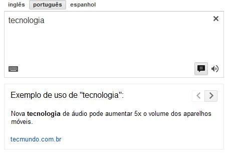 Tradutor do Google agora mostra exemplo de frases com a tradução