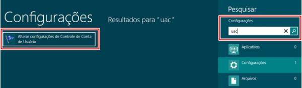 Abrindo as configurações de UAC