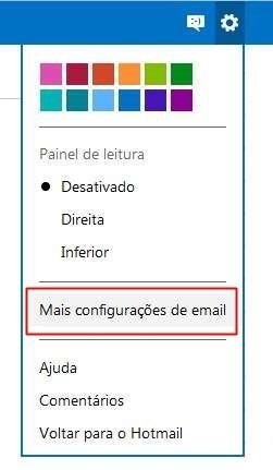 Abrindo as configurações do email