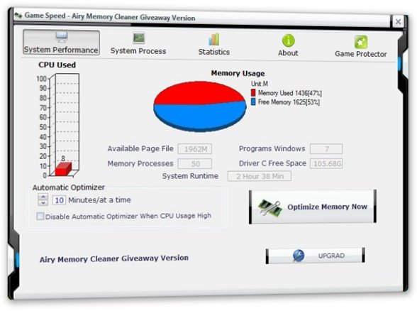 Game Speed Airy Memory Cleaner.