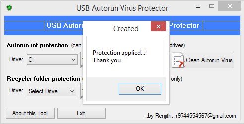 USB Autorun Virus Protection.